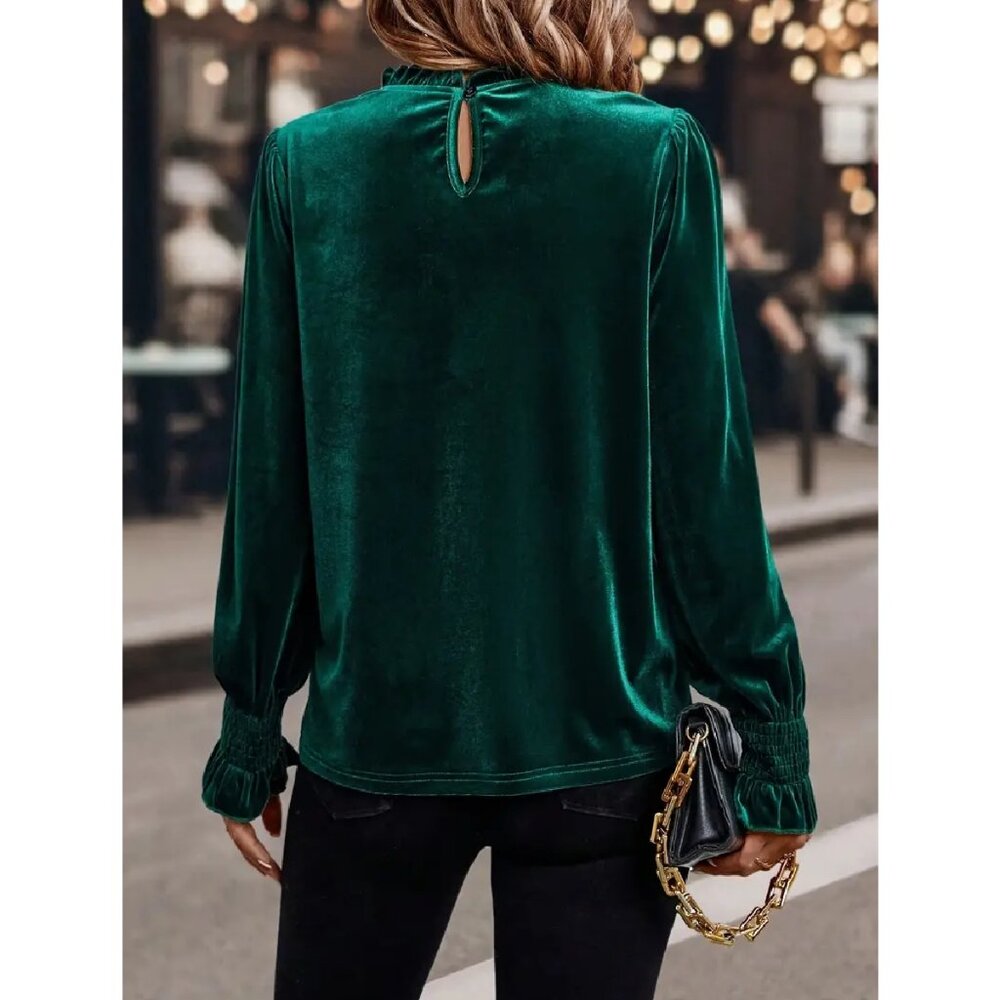 NWT Jewel Green Velvet Top - Picture 2 of 4